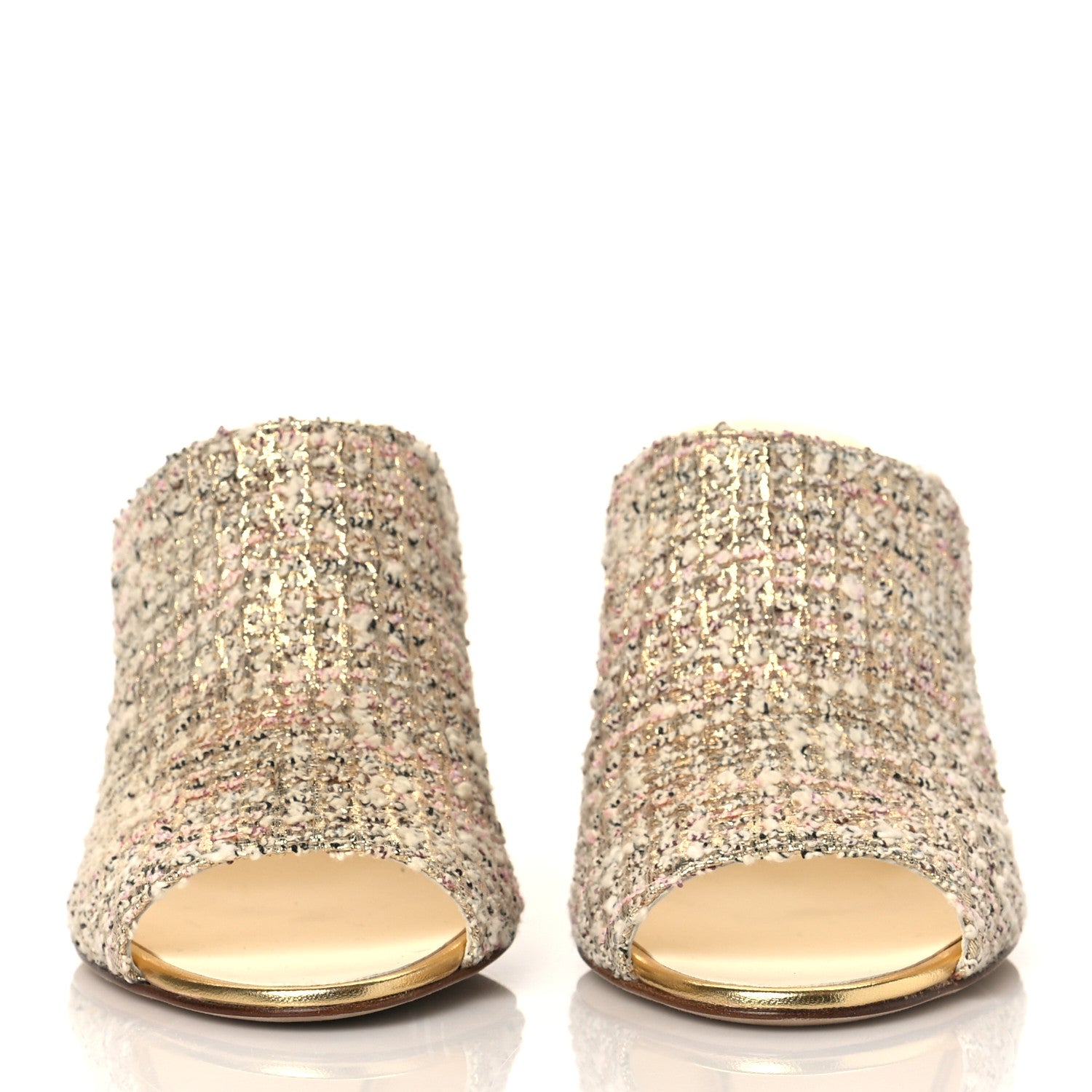 Chanel Tweed CC Mule Sandal 38.5 Gold Multicolor 2 of 10