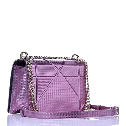 Christian Dior Metallic Patent Micro-Cannage Medium Diorama Flap Bag Purple 3 of 8