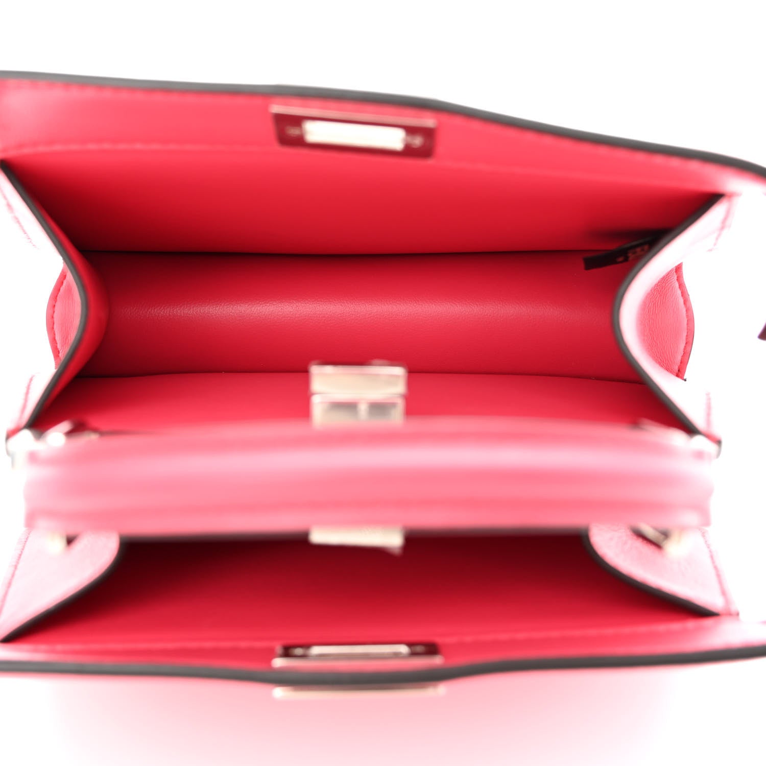 Fendi Shiny Nappa Petite Peekaboo I SEE U Satchel Lampone 5 of 12
