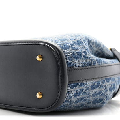 Christian Dior Denim Oblique Jacquard Medium C'est Chain Bucket Bag Denim Blue 9 of 10