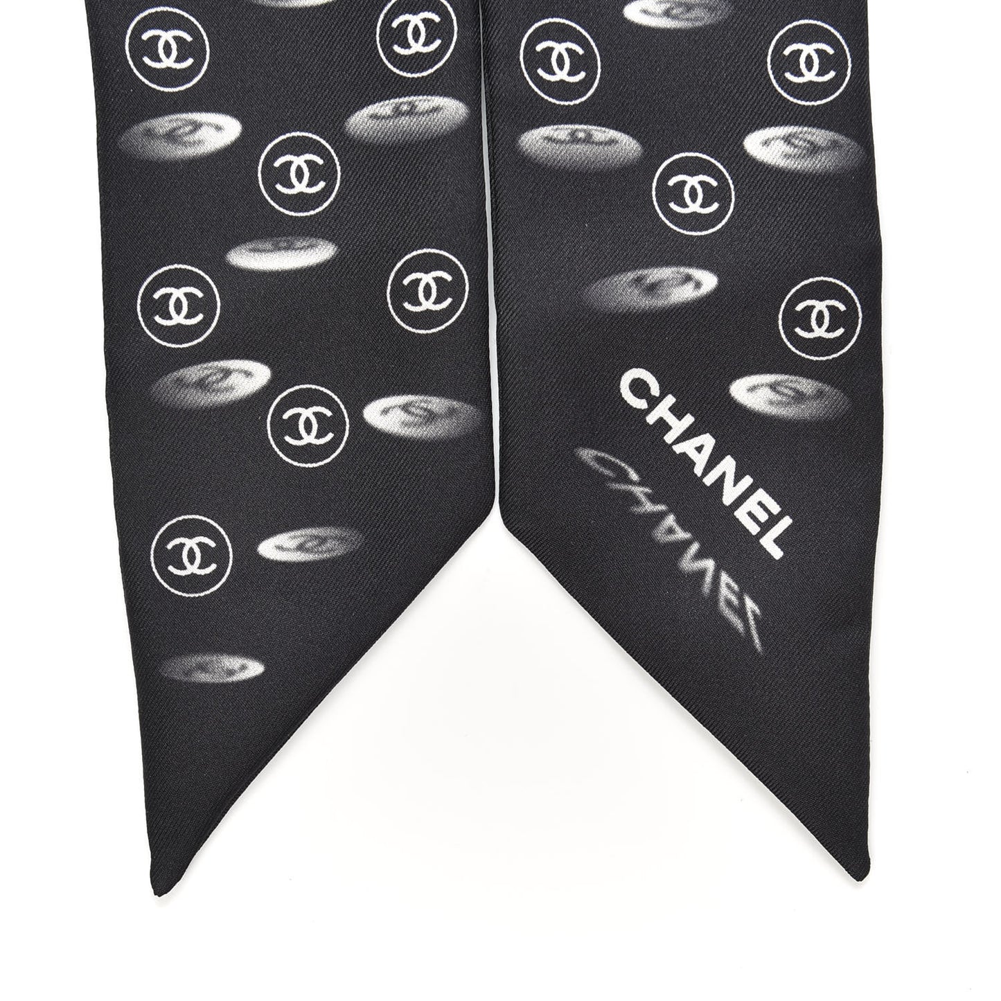 Silk CC Slim Bandeau Scarf Black