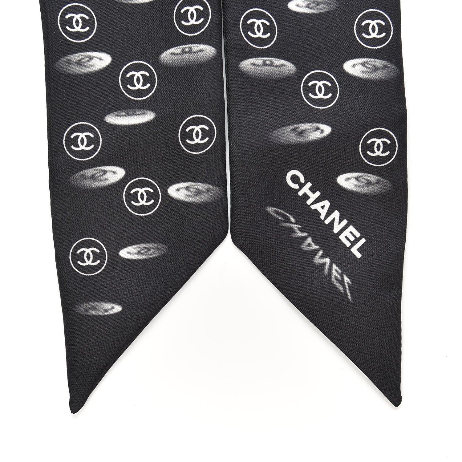 Chanel Silk CC Slim Bandeau Scarf Black 2 of 4