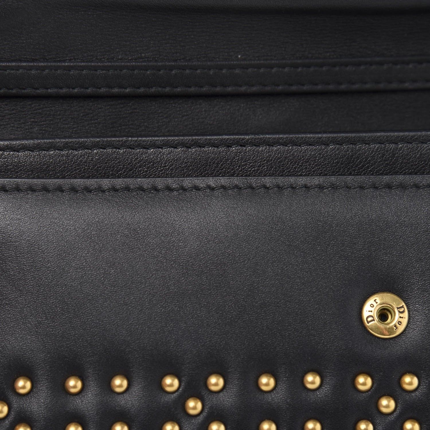 Christian Dior Calfskin Cannage Studded Wallet on Chain Black 8 of 11