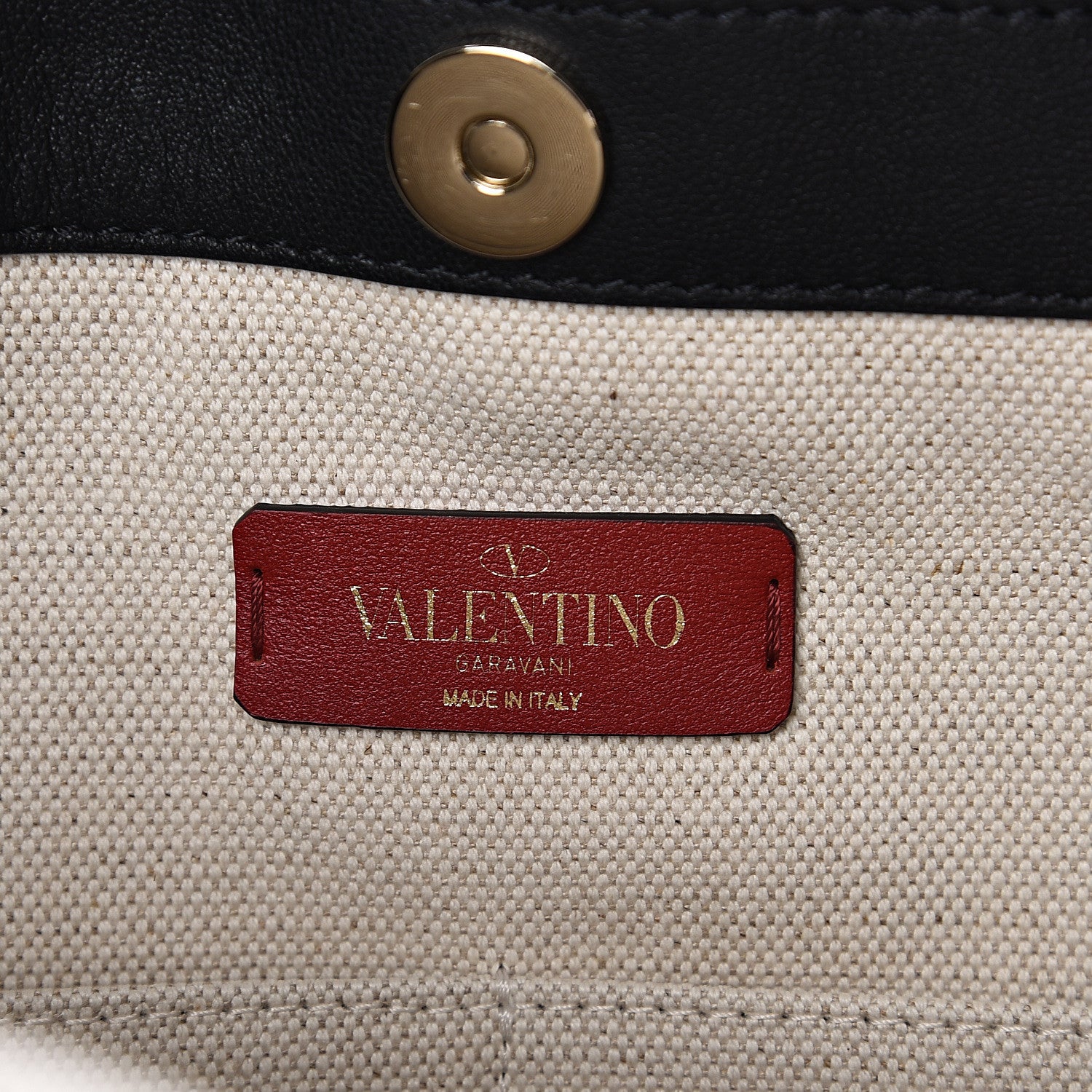 Valentino Garavani Canvas Calfskin VLTN Print Small Rockstud Tote Naturale Black 5 of 9