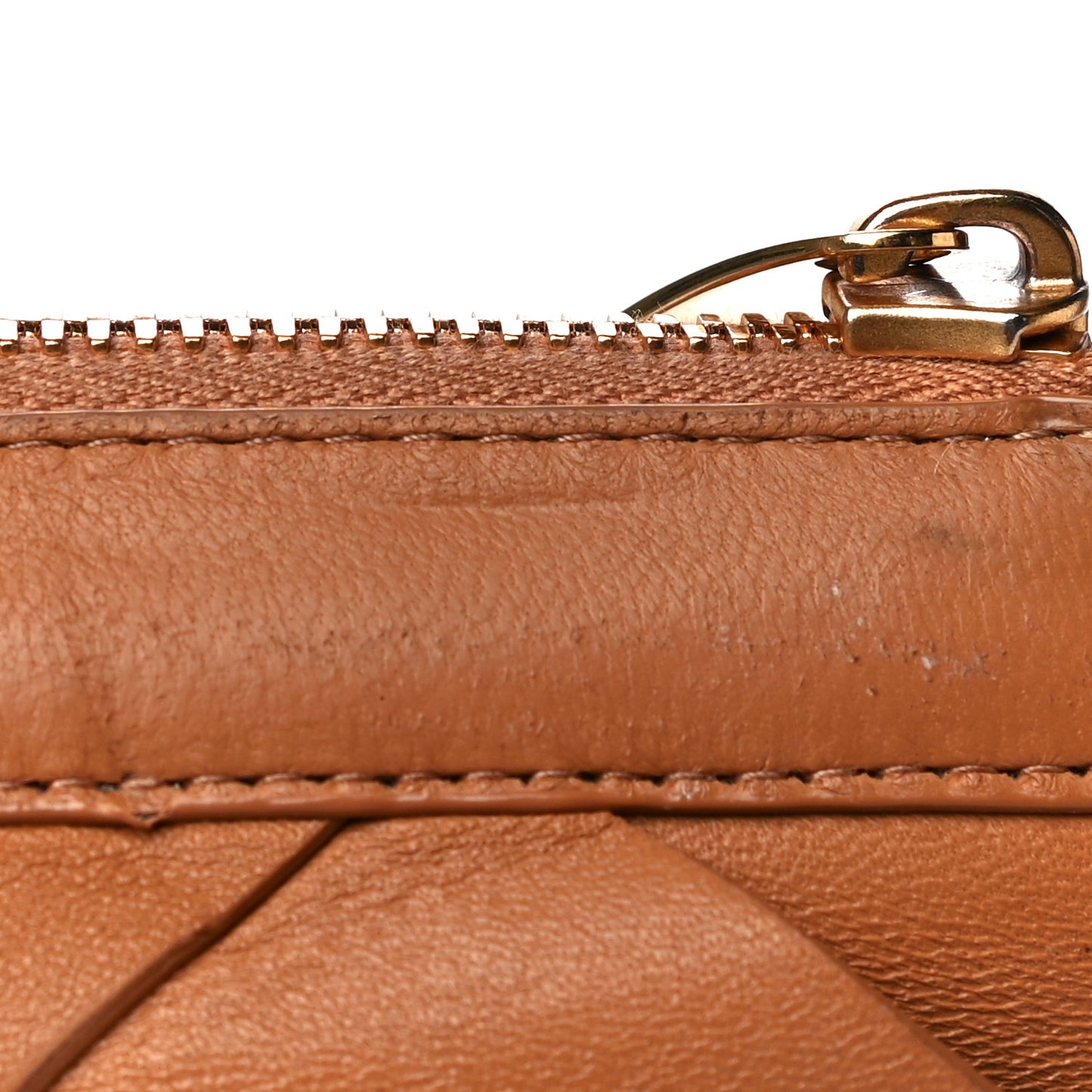 Nappa Maxi Blown Up Intrecciato Pouch Clutch Caramel