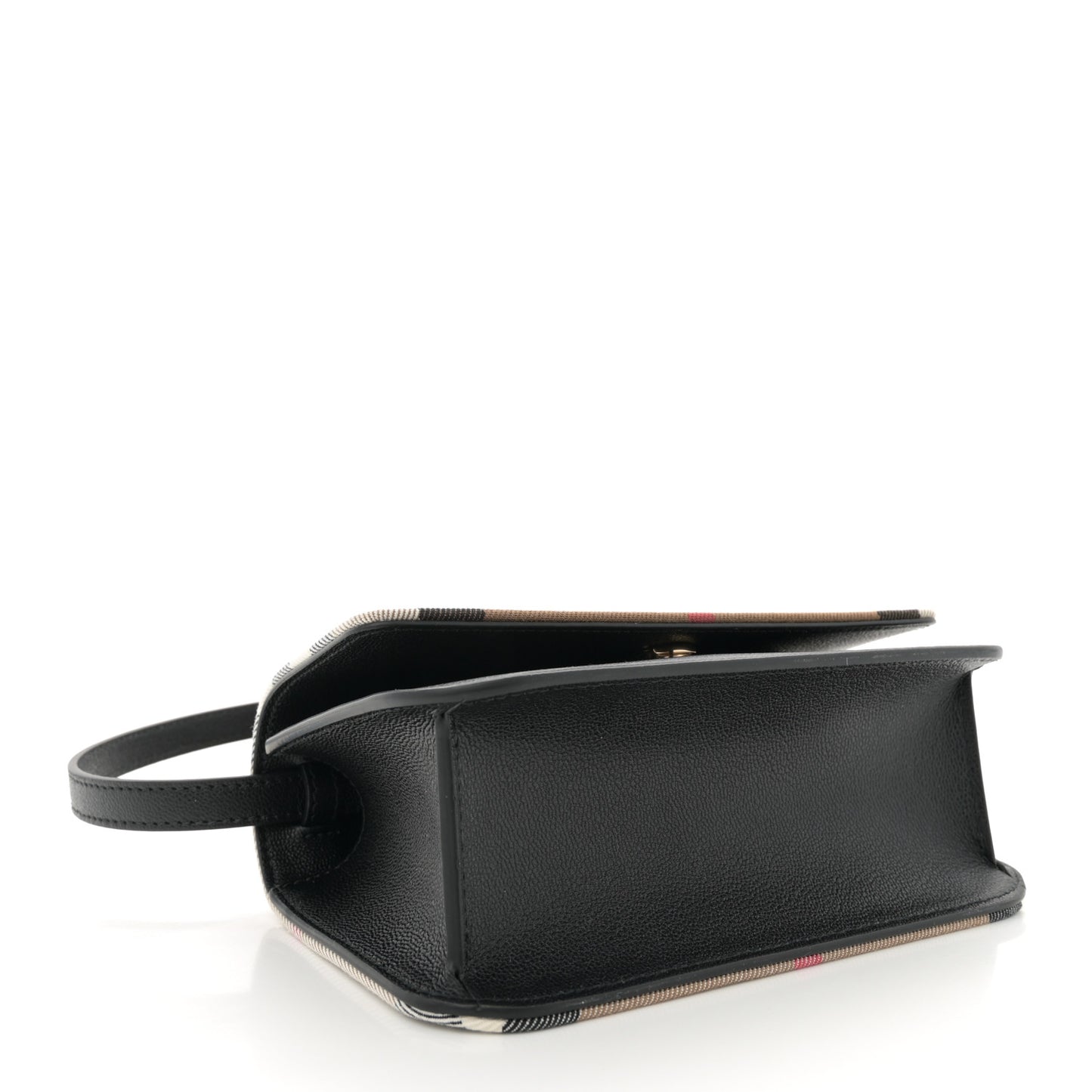 Grained Calfskin House Check Small Madison Shoulder Bag Black