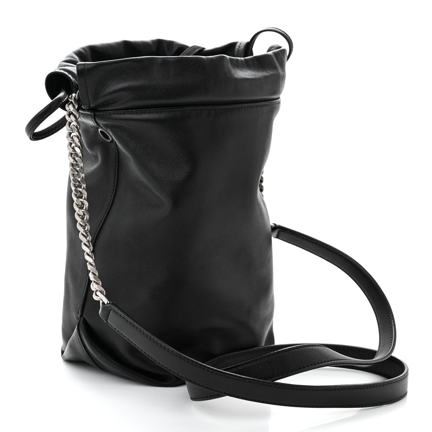 Lambskin Small Teddy Bucket Bag Black