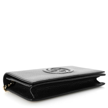 Gucci Pebbled Calfskin Soho Wallet On Chain Black 4 of 9