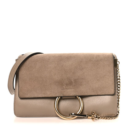 Chloe Suede Calfskin Small Faye Shoulder Bag Motty Grey 1 of 10