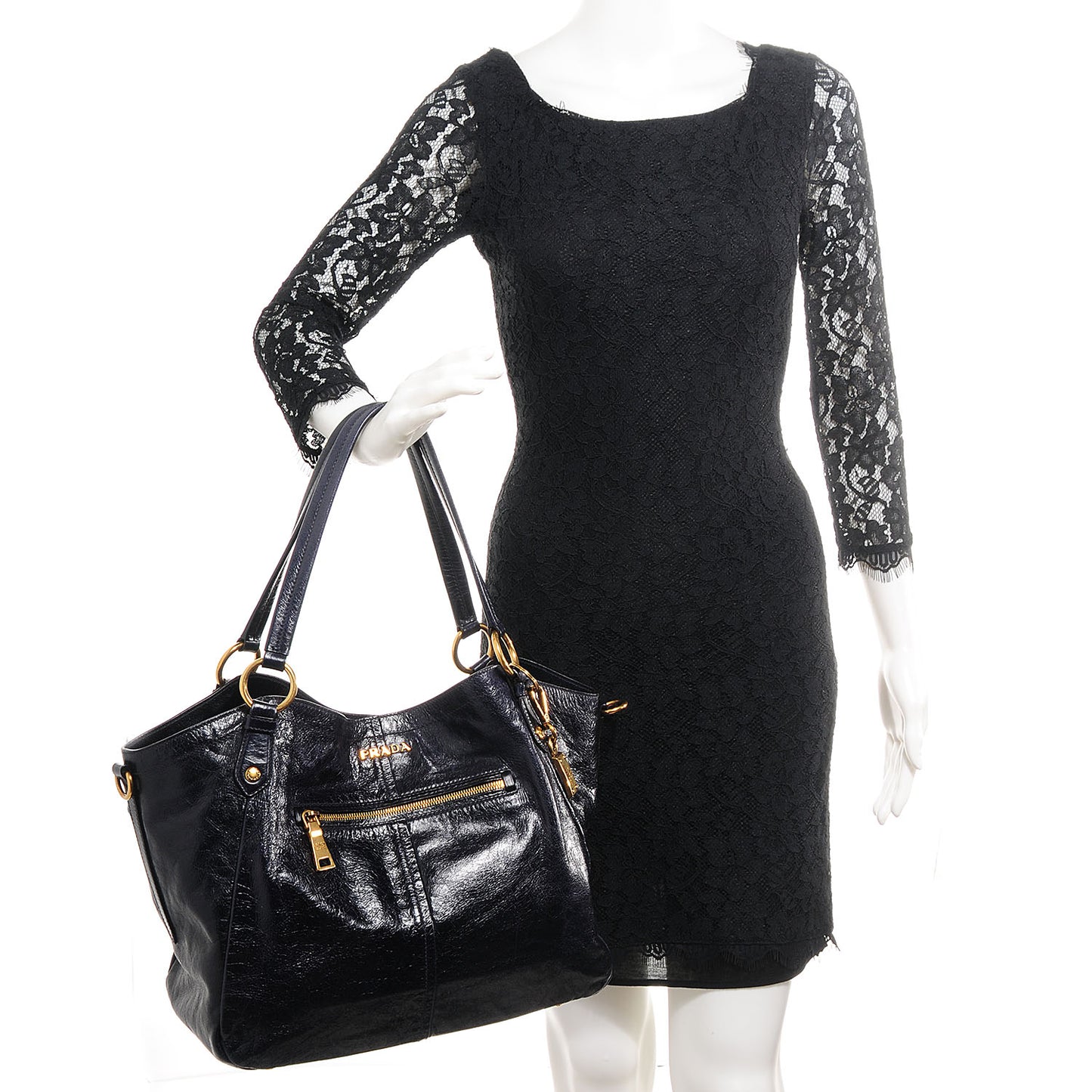 Vitello Shine Tote Zaffiro