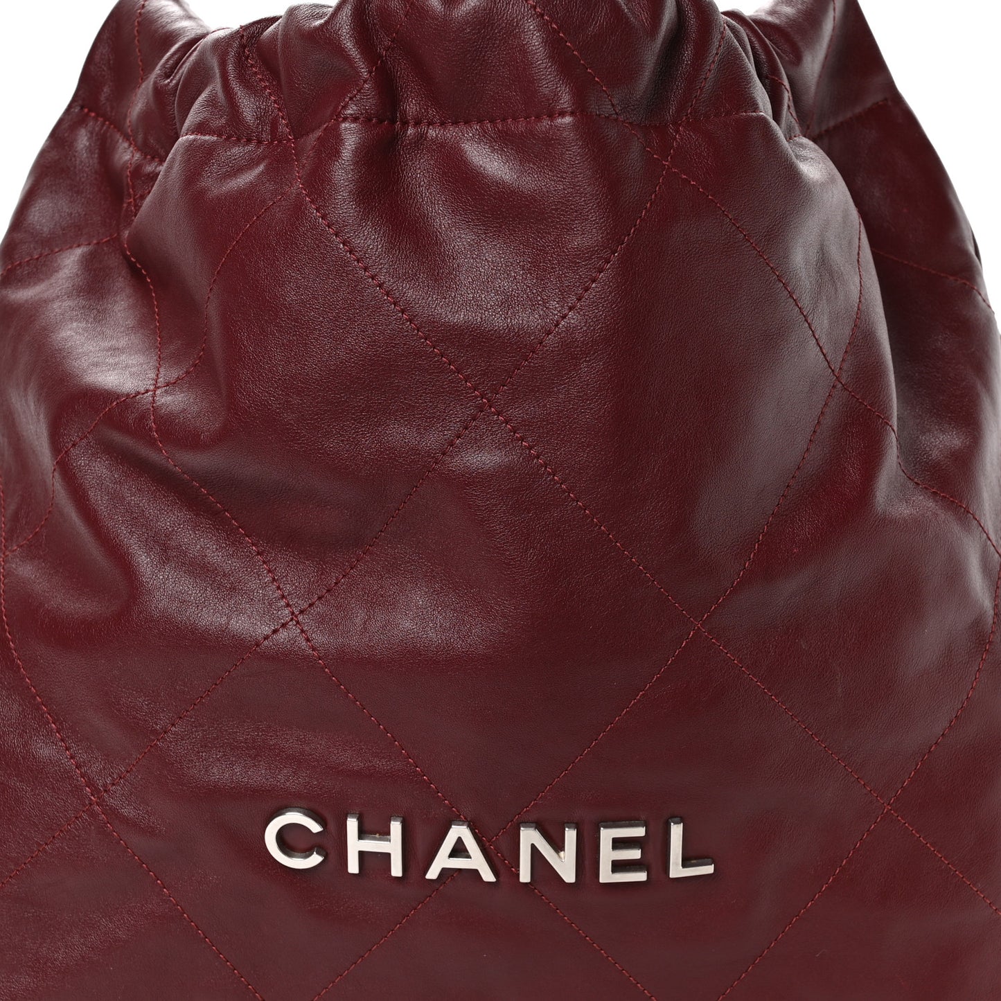 Shiny Calfskin Quilted Chanel 22 Burgundy