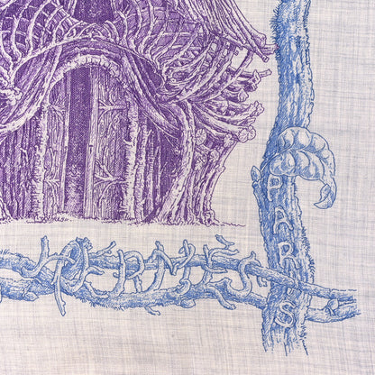Hermes Cashmere Silk Les Cabanes Shawl 140 Gris Chine Bleu Violet 3 of 4