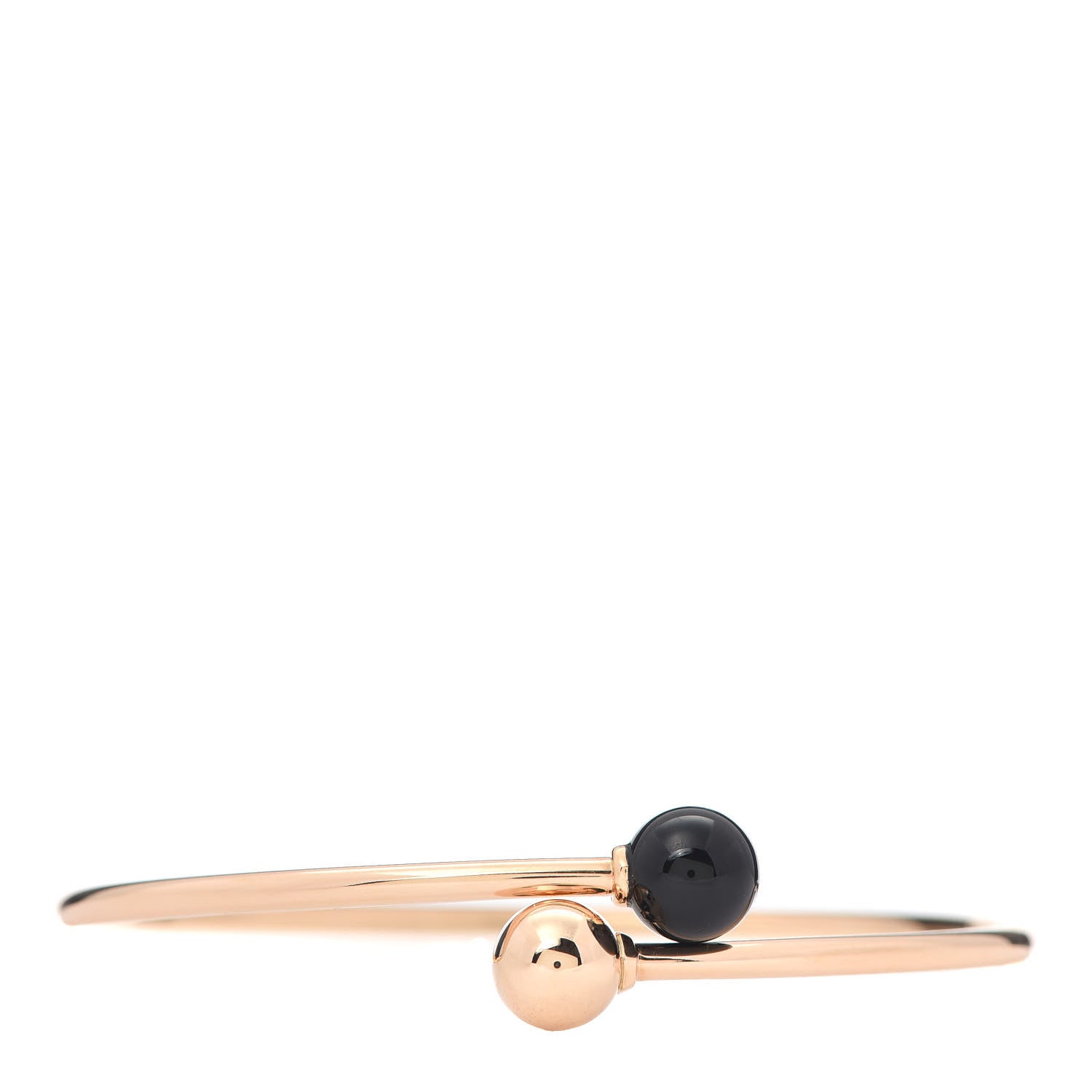 Tiffany 18K Rose Gold Black Onyx 8mm HardWear Ball Bypass Bracelet 1 of 5