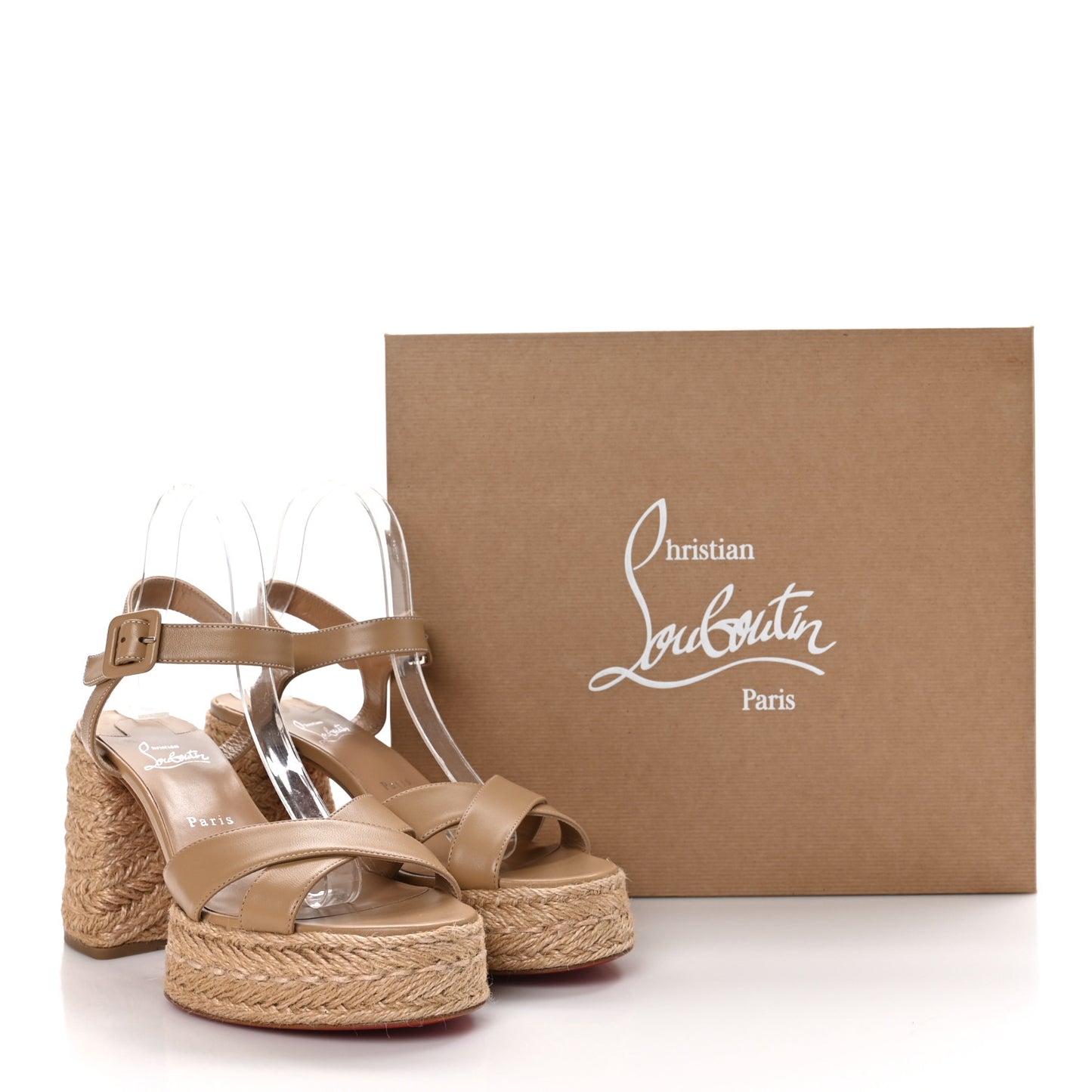 CHRISTIAN LOUBOUTIN Nappa Calakala 70 Platform Sandals 40 Toffee