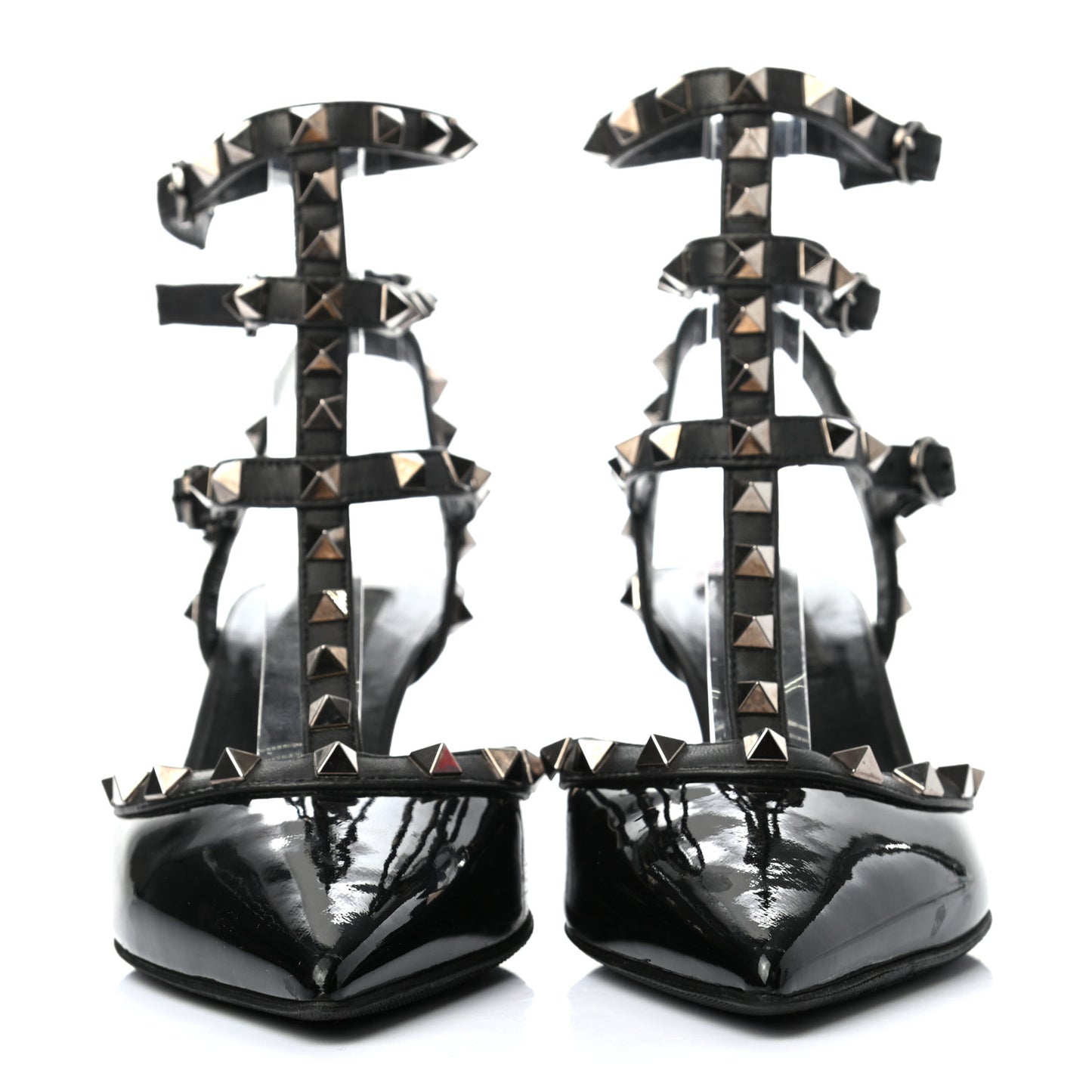 Patent Nappa Rockstud Ankle Strap 65mm Pumps 37 Black