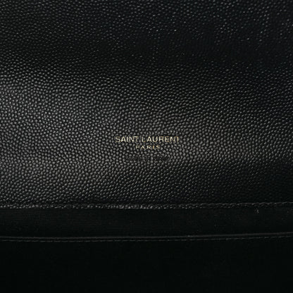 Saint Laurent Grain De Poudre Matelasse Chevron Monogram Envelope Clutch Black 7 of 9