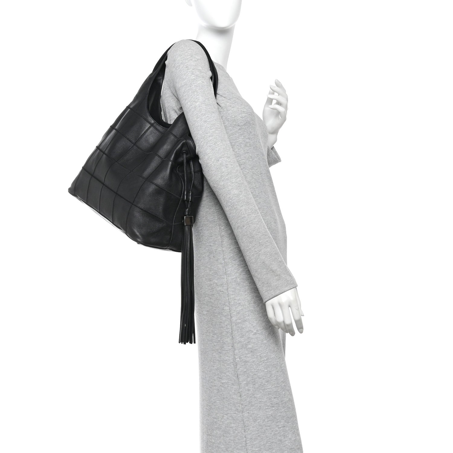 Chanel Calfskin Square Stitched Tassel Bag Black 2 of 10