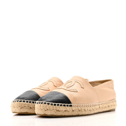 Chanel Lambskin CC Espadrilles 39 Beige Black 4 of 13