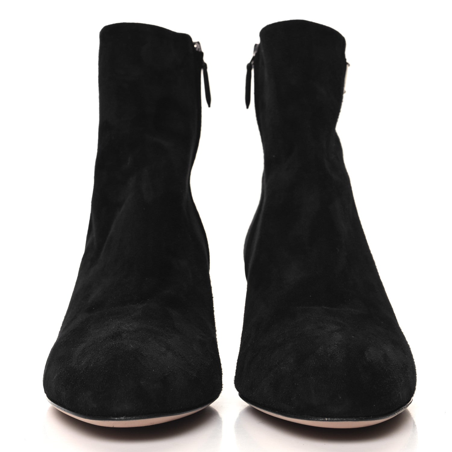 Prada Velvet Metal Triangle Logo Zip 65mm Boots 39.5 Black 2 of 7