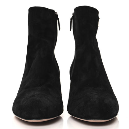 Prada Velvet Metal Triangle Logo Zip 65mm Boots 39.5 Black 2 of 7