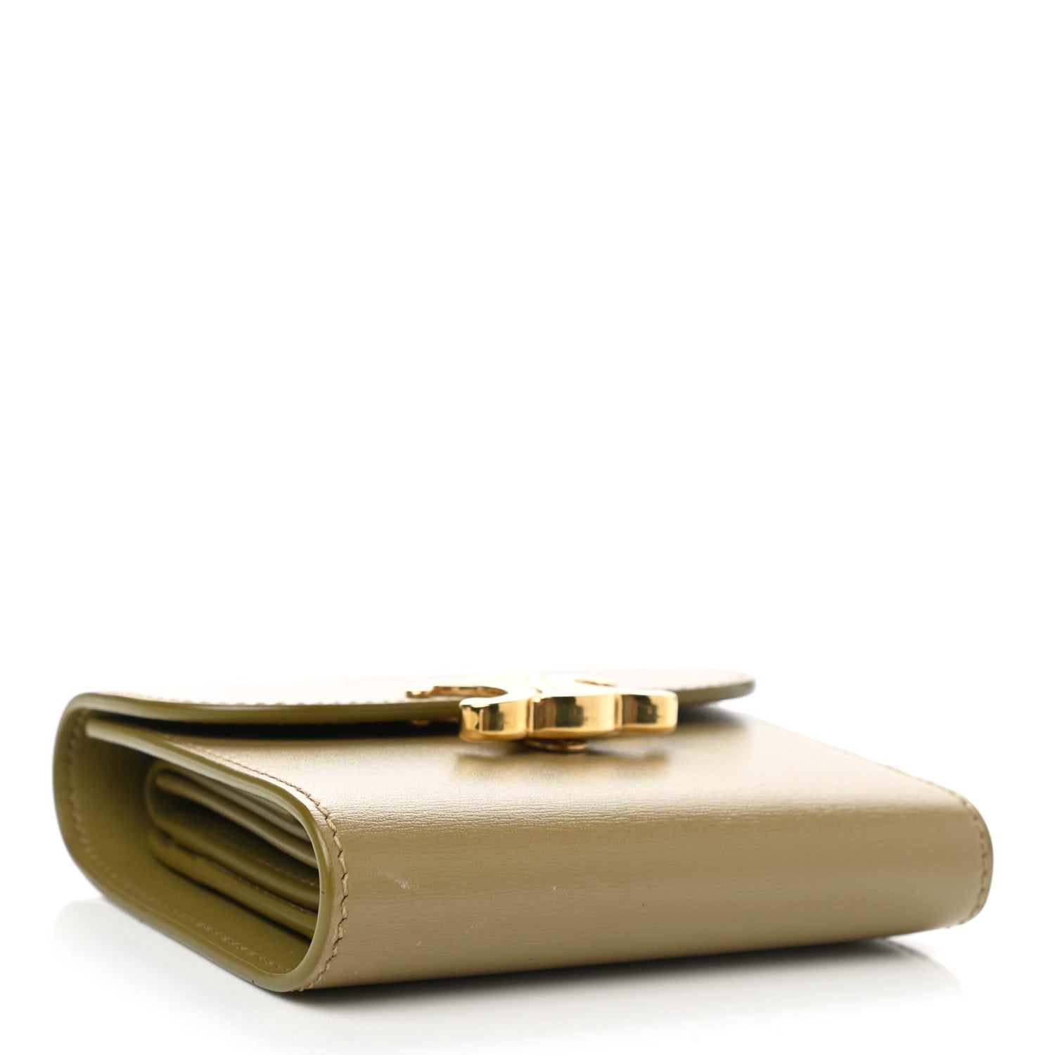 Celine Shiny Calfskin Small Triomphe Wallet Olive 4 of 8