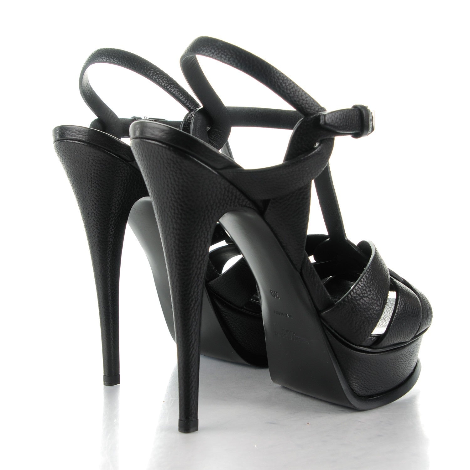 Saint Laurent Calfskin Tribute 105 Platform Sandals 39 Black 4 of 8