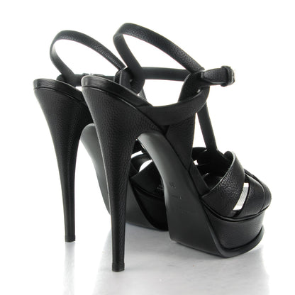Saint Laurent Calfskin Tribute 105 Platform Sandals 39 Black 4 of 8