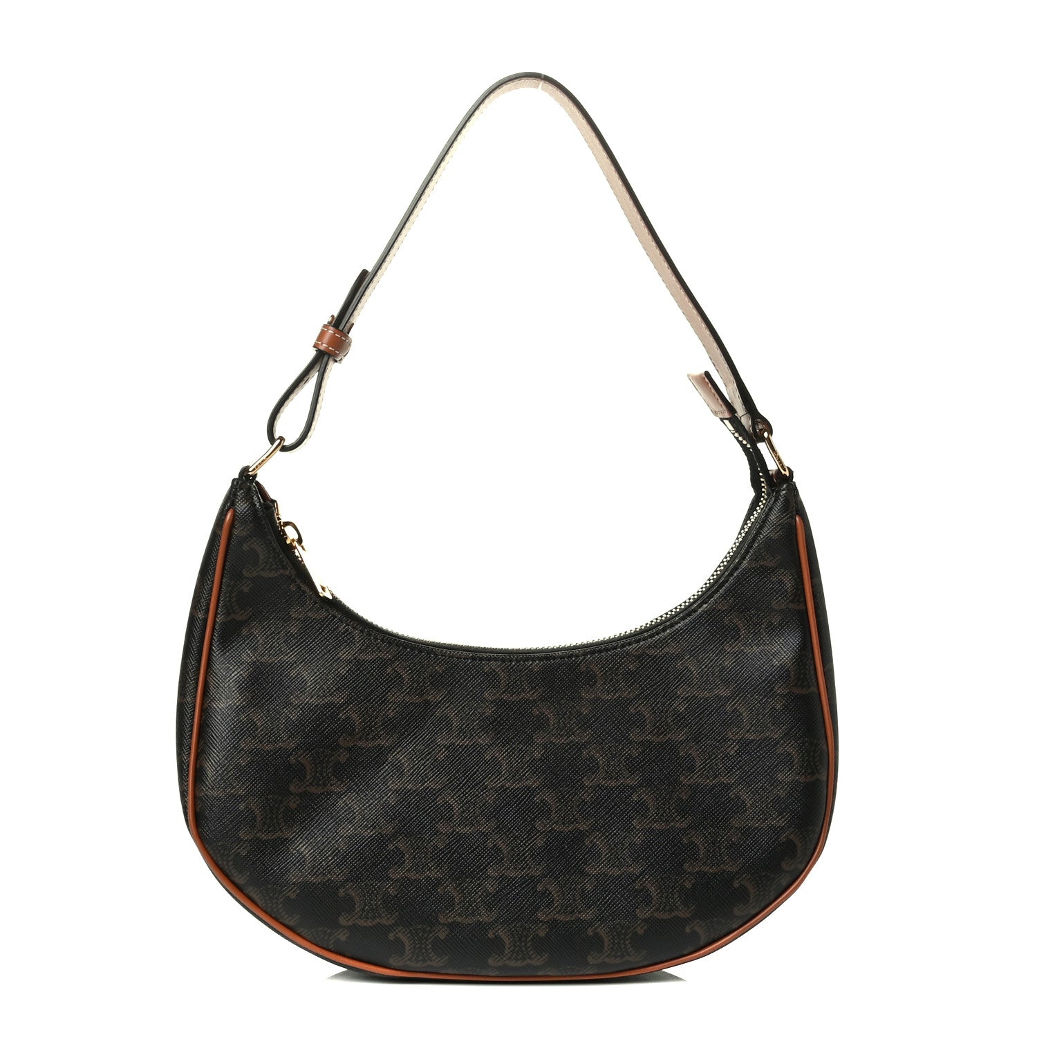 Celine Triomphe Canvas Calfskin Ava Shoulder Bag Tan 1 of 6