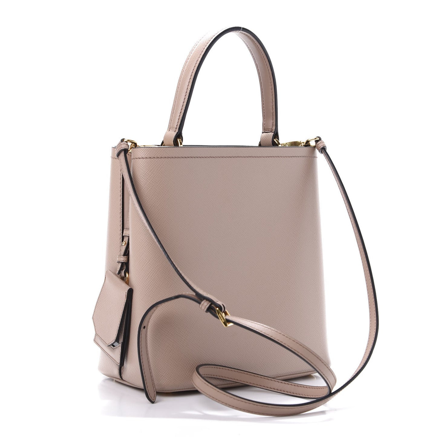 Saffiano Cuir Medium Panier Bucket Bag Cipria Black