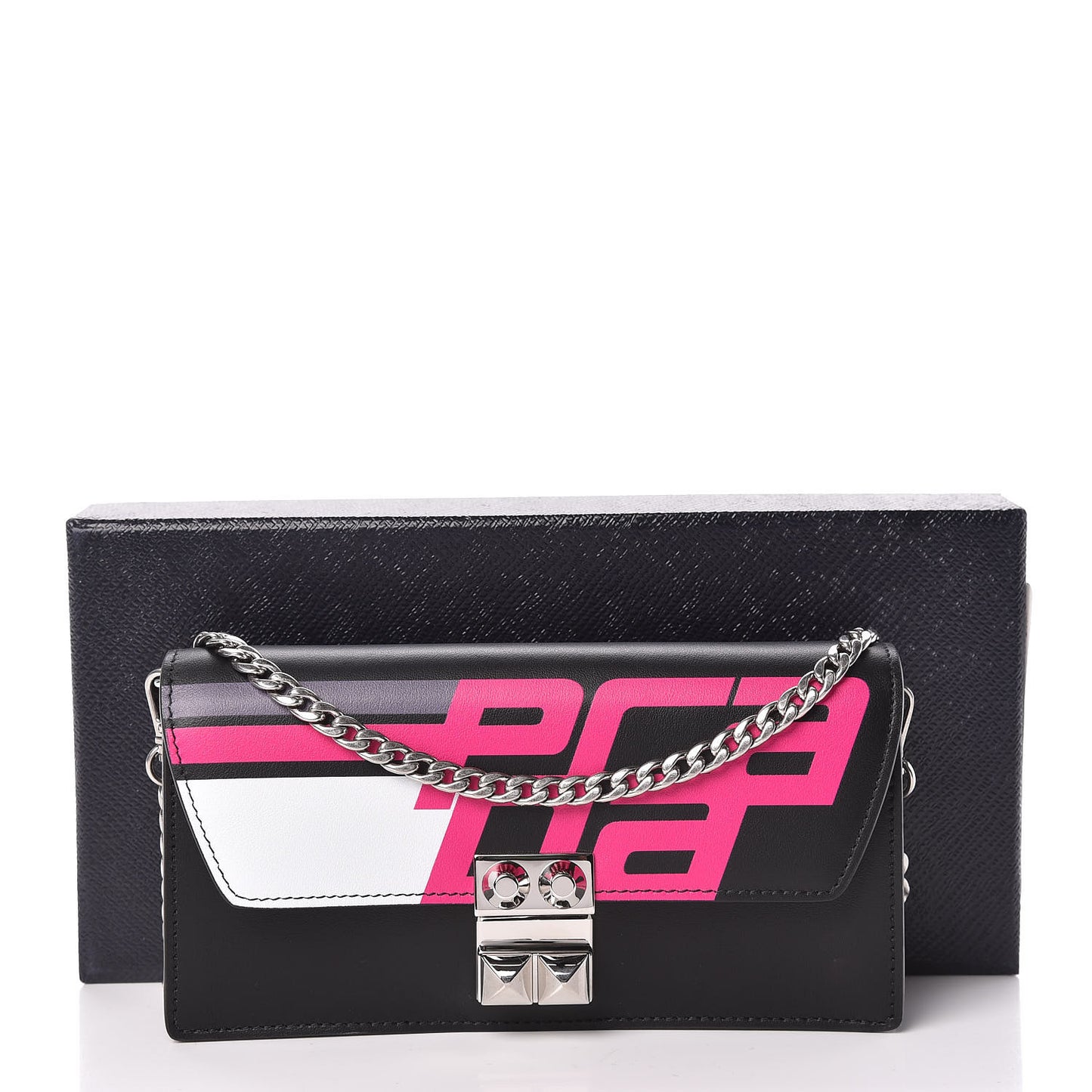 City Calfskin Racing Logo Mini Elektra Crossbody Bag Fuxia Black