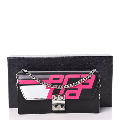 Prada City Calfskin Racing Logo Mini Elektra Crossbody Bag Fuxia Black 10 of 10