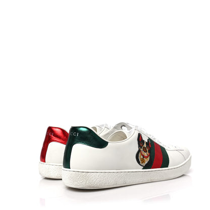 Gucci Calfskin Web Bosco Embroidered Mens Ace Sneakers 11 White Green 4 of 10
