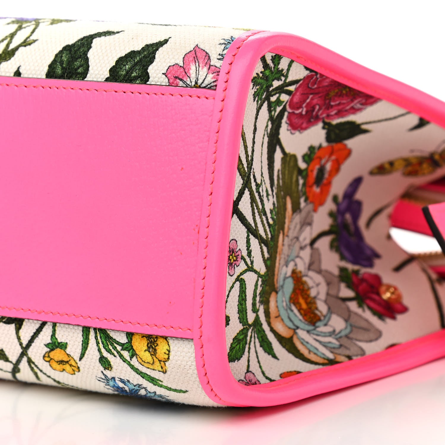 Gucci Canvas Medium Flora Tote Fuchsia 8 of 14