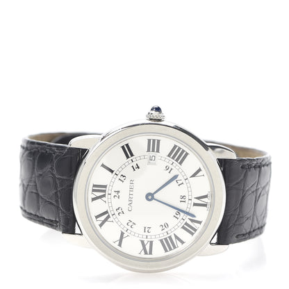 Cartier Stainless Steel Alligator 36mm Ronde Solo Quartz Watch 3 of 9