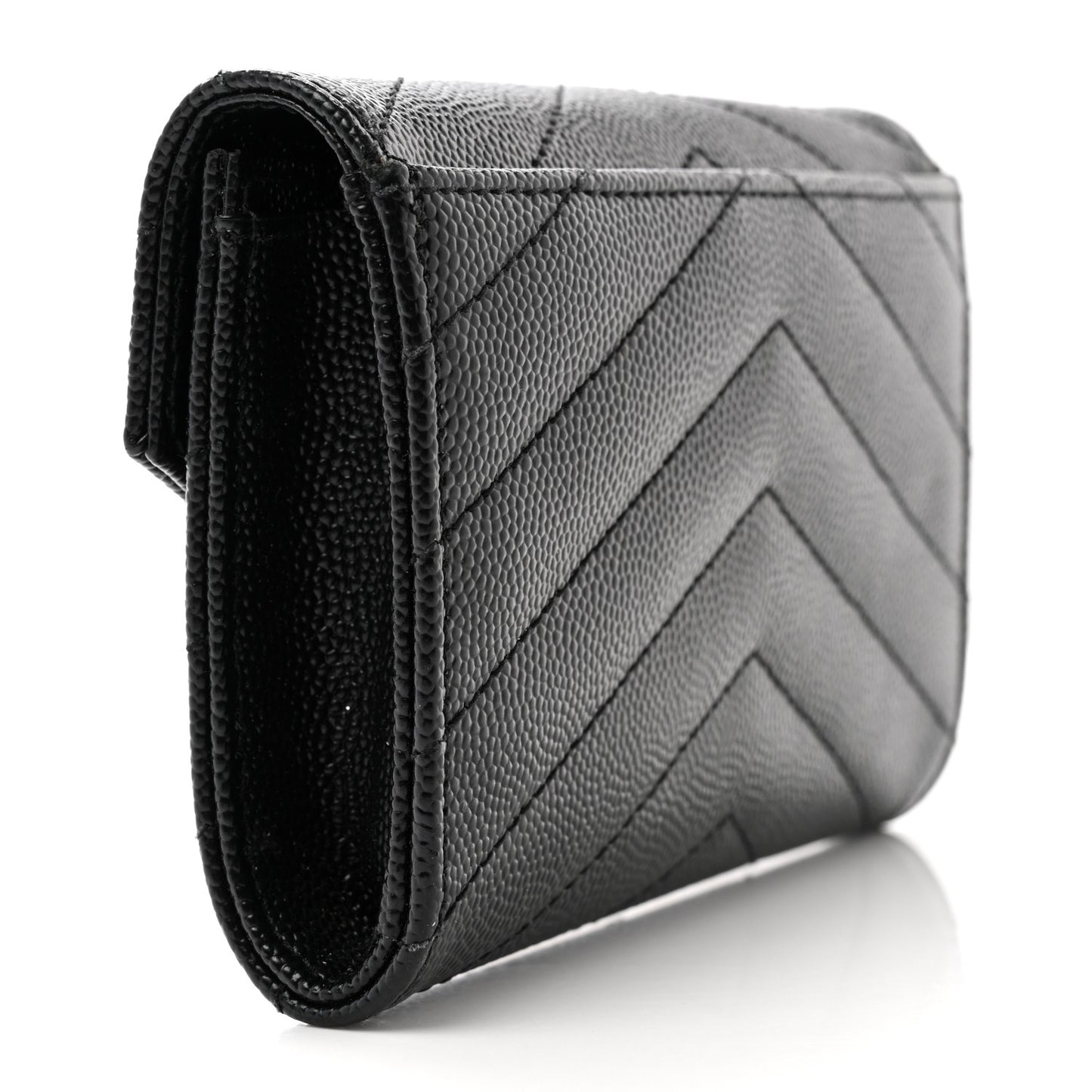 Grain De Poudre Matelasse Chevron Small Monochome Monogram Envelope Wallet Black