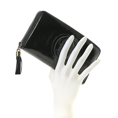 Gucci Patent Calfskin Soho Zip Around Wallet Black 2 of 6