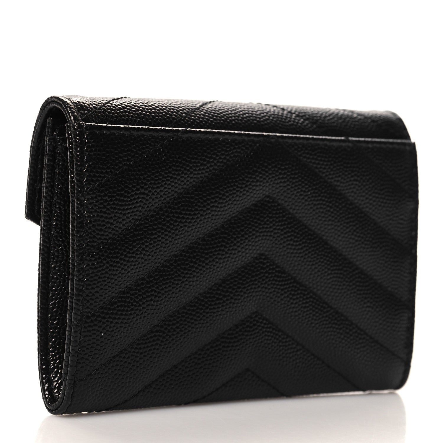 Saint Laurent Grain De Poudre Matelasse Chevron Small Monogram Envelope Wallet Black 3 of 8