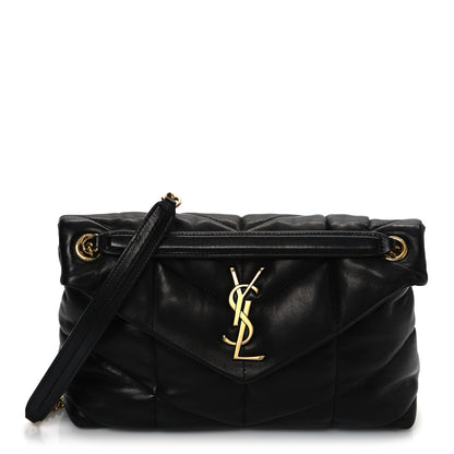 Saint Laurent Lambskin Quilted Small Loulou Puffer Monogram Chain Satchel Black 1 of 10