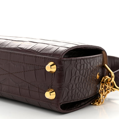 Alexander McQueen Calfskin Crocodile Embossed Box Shoulder Bag 19 Velvet Red 9 of 11