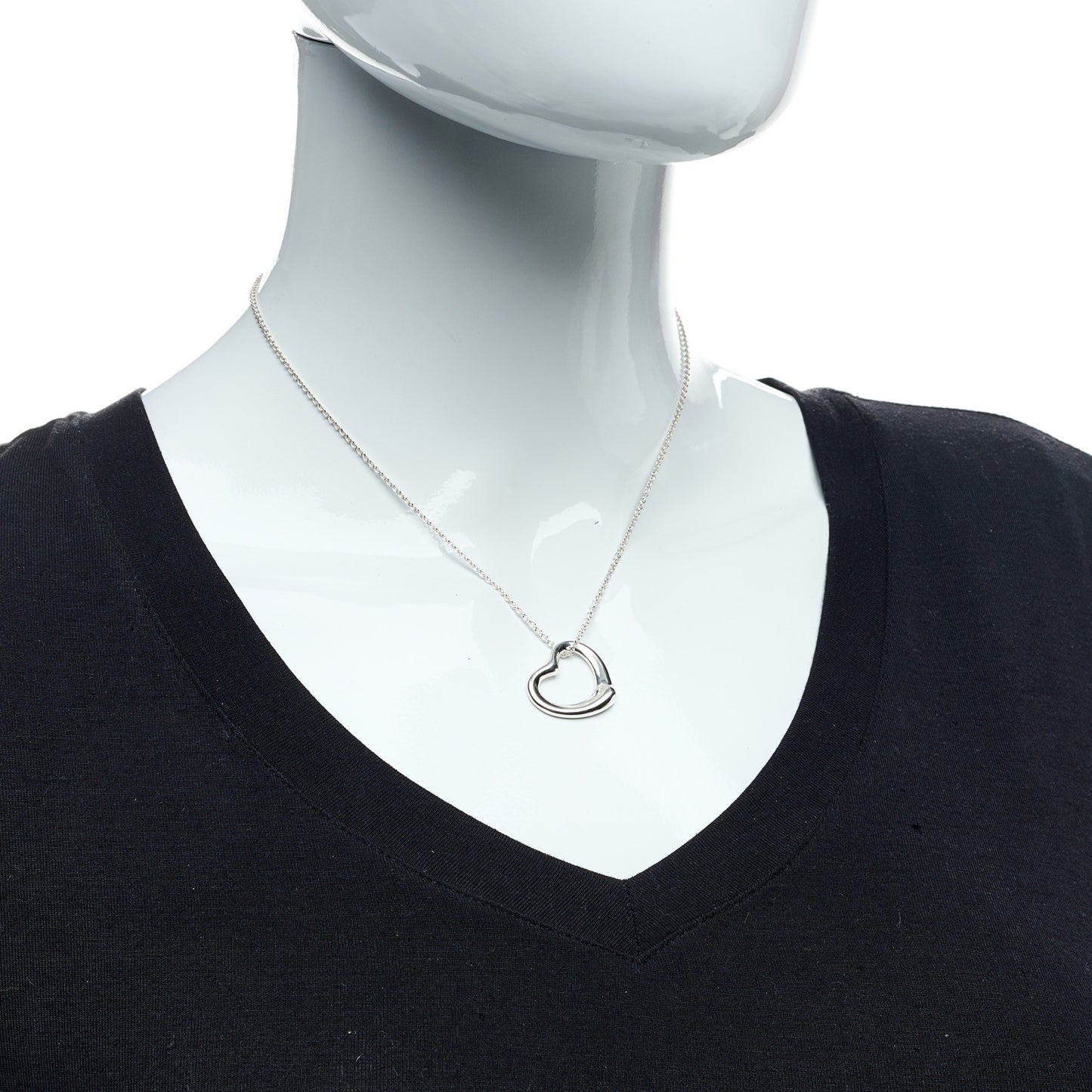 Sterling Silver 22mm Elsa Peretti Open Heart Pendant Necklace