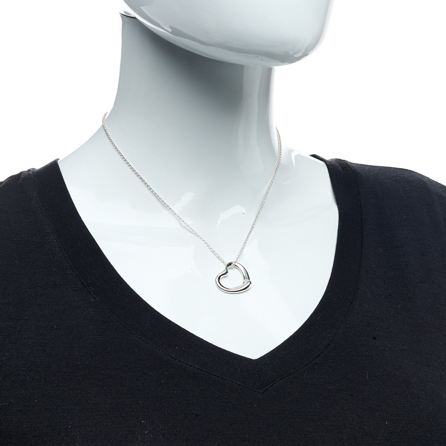 Tiffany Sterling Silver 22mm Elsa Peretti Open Heart Pendant Necklace 2 of 9