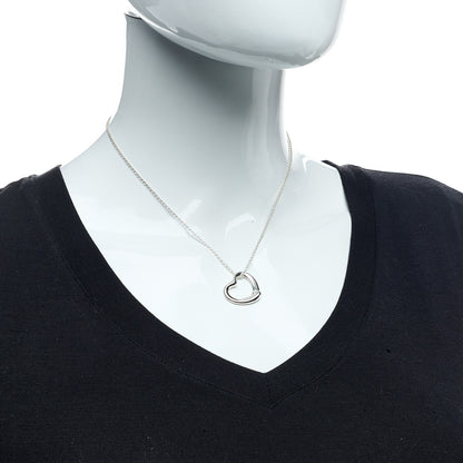 Tiffany Sterling Silver 22mm Elsa Peretti Open Heart Pendant Necklace 2 of 9