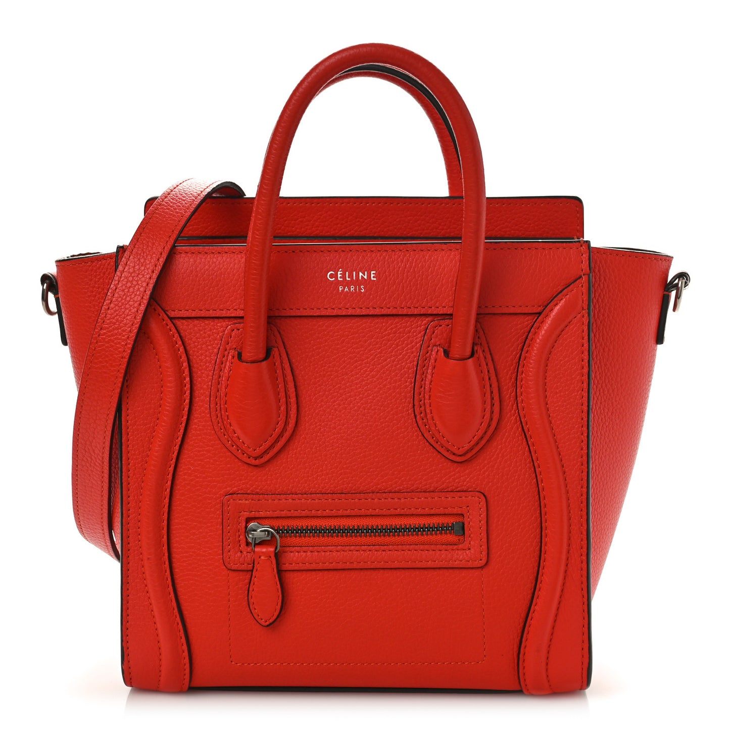 Drummed Calfskin Nano Luggage Vermillion
