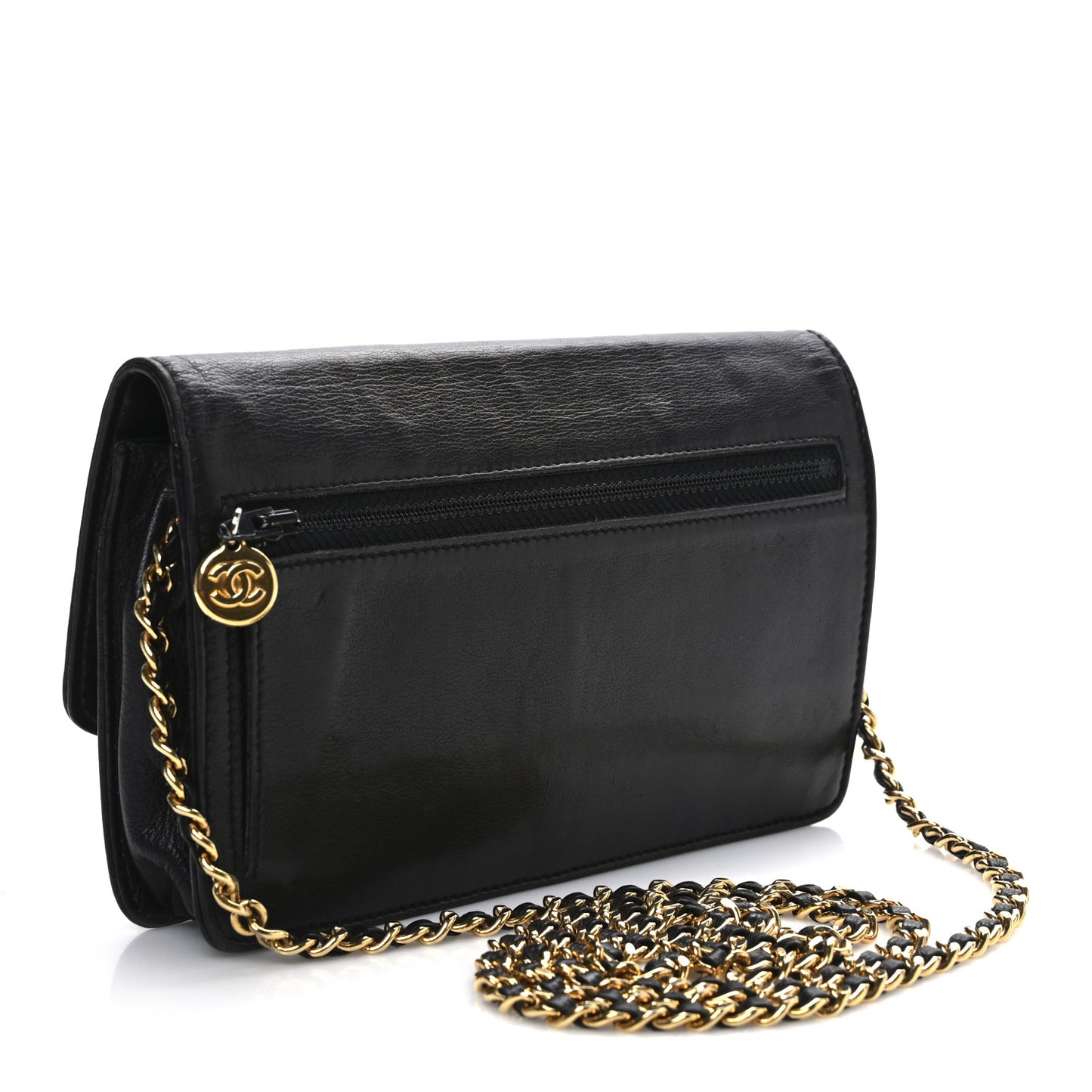 Lambskin Timeless CC Wallet On Chain WOC Black