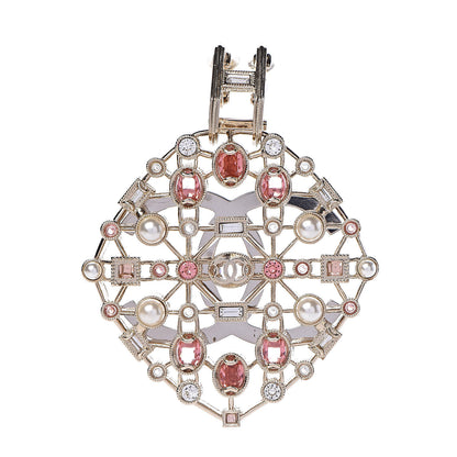 Chanel Pearl Baguette Crystal CC Brooch Gold 1 of 5