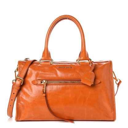 Miu Miu Vitello Shine Zip Tote Papaya 1 of 11