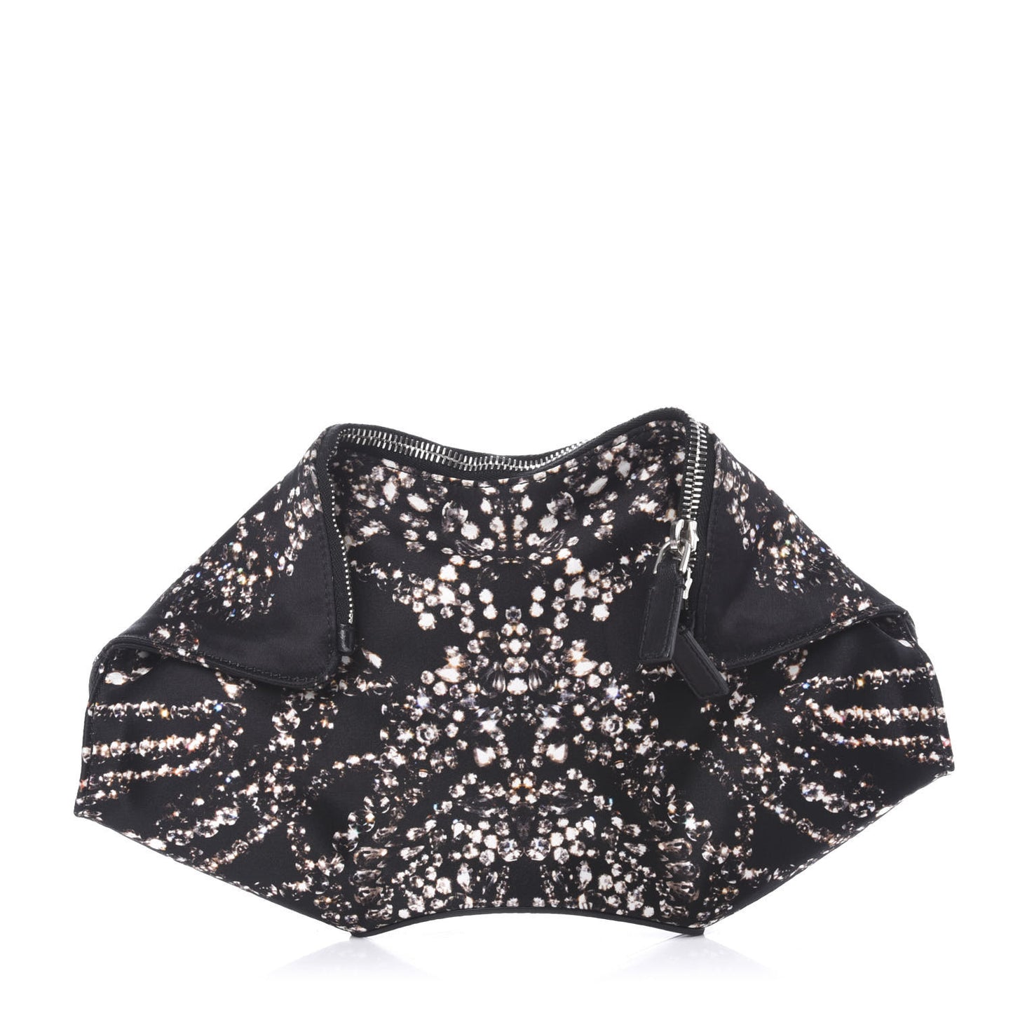 Silk Dandelion Print De Manta Clutch Black
