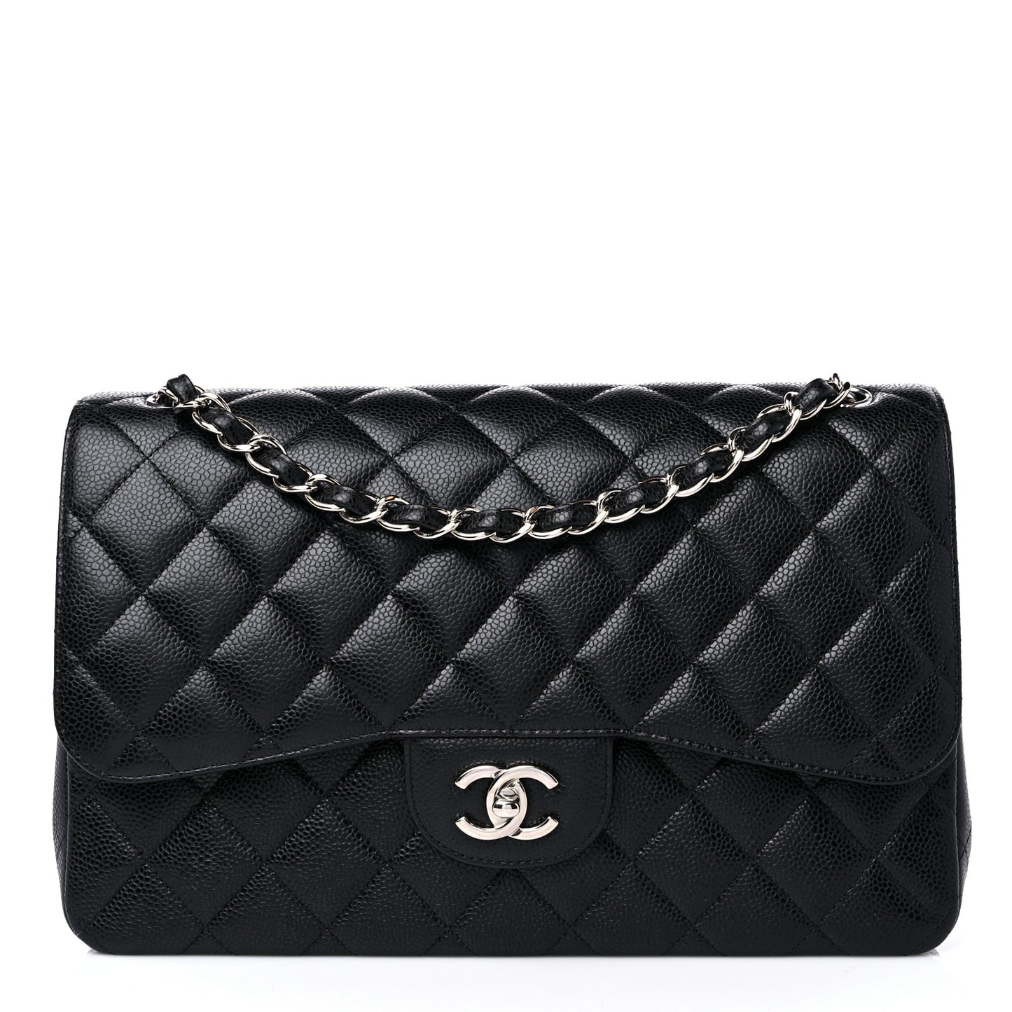 Caviar Quilted Jumbo Double Flap Black