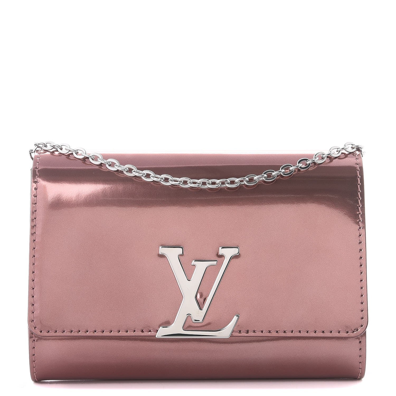 Louis Vuitton Patent Louise PM Chain Clutch Rose Cuivre 1 of 7