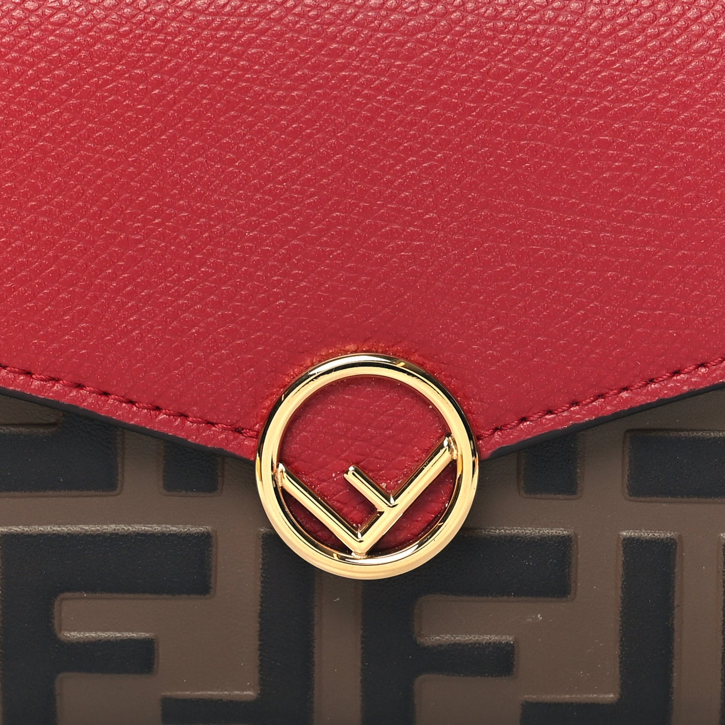 Vitello Cruise F is Fendi Bi-Color FF 1974 Embossed Continental Envelope Wallet Maya Black Fragola